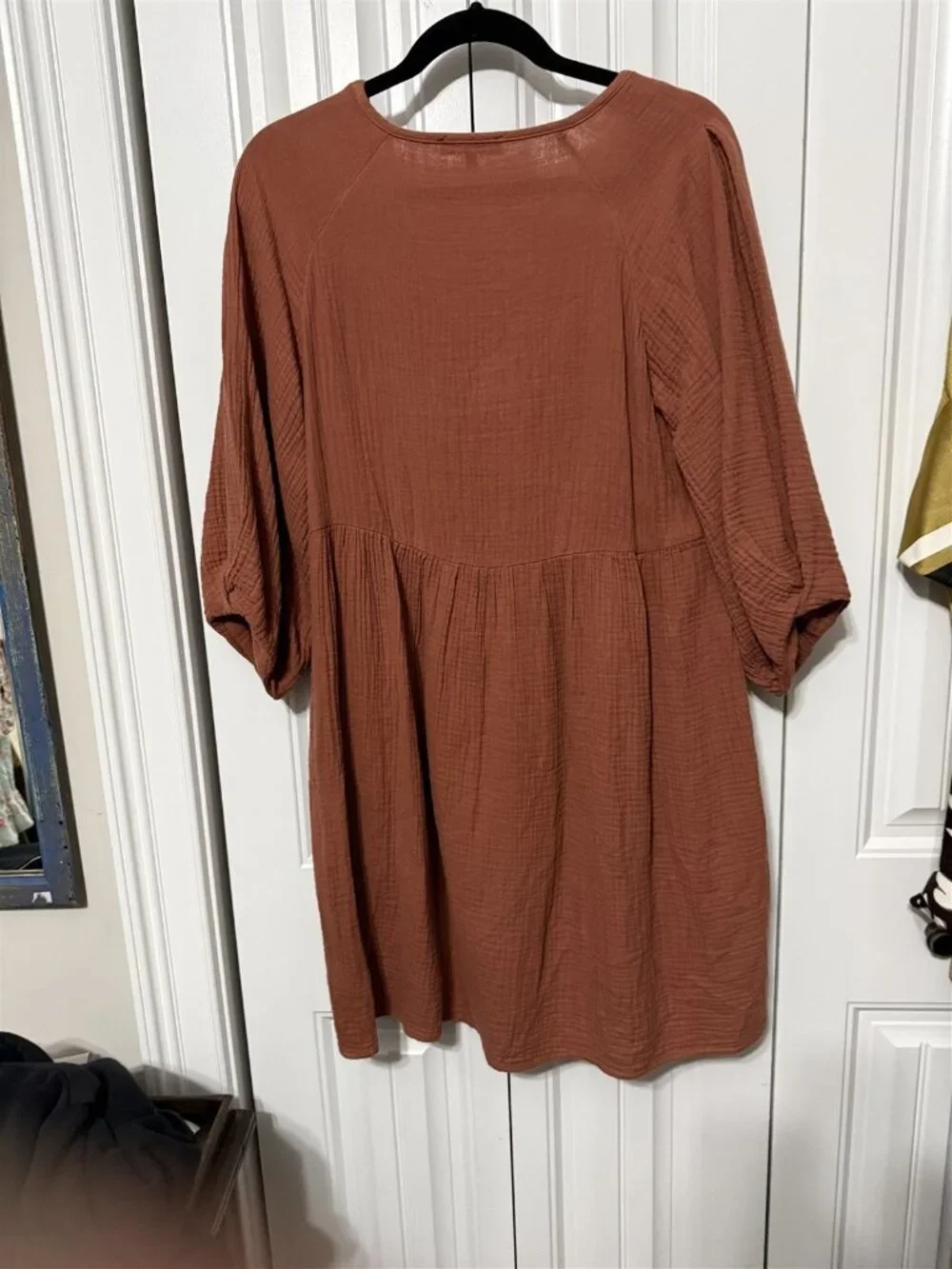Madewell Dress Medium Crisscross Style Puff Sleeve Terracotta